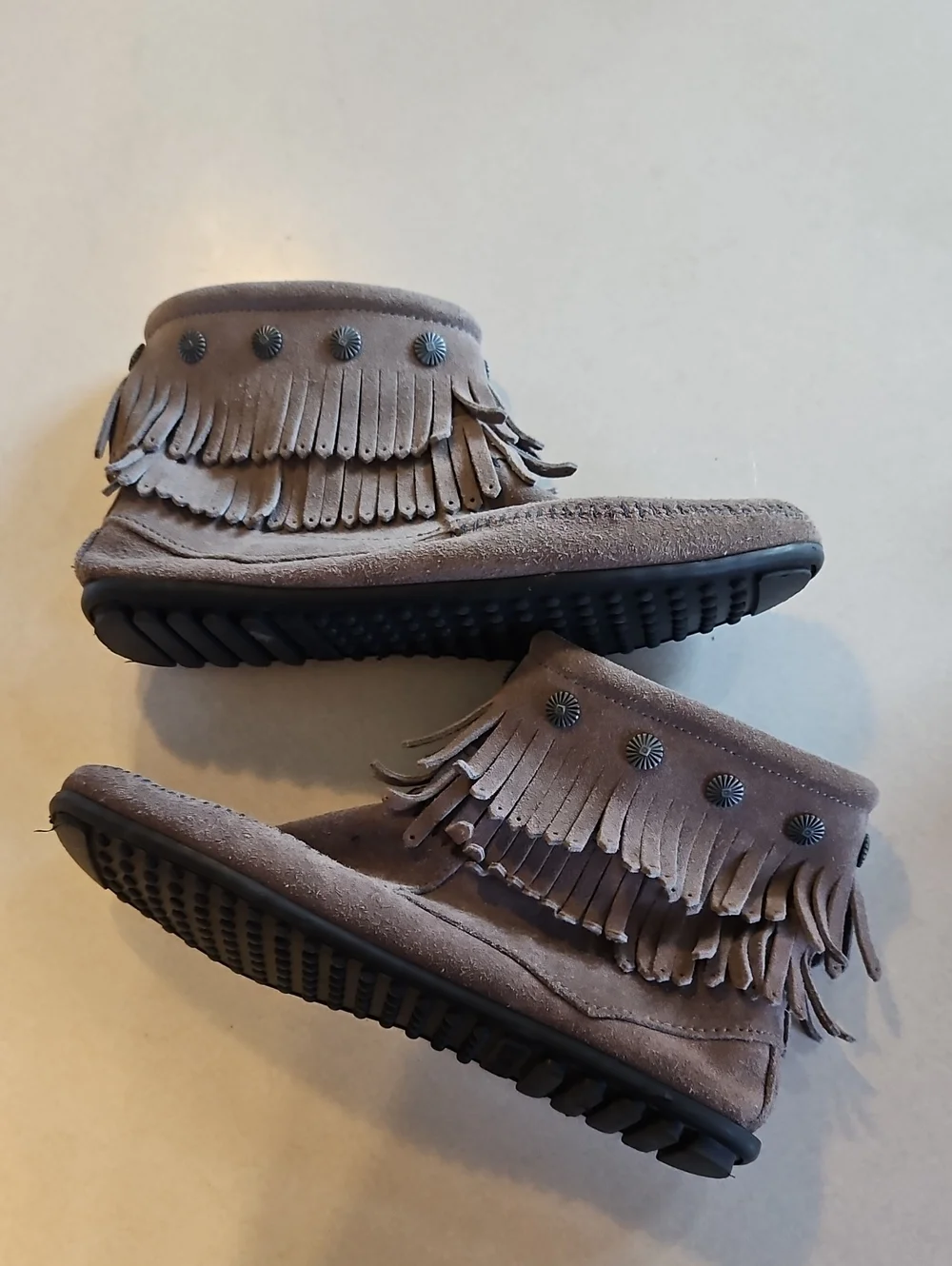 Minnetonka Double Fringe Side Zip Boots